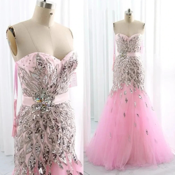Blush Dresses & Skirts - Size 2 - Pink By Blush Crystal Pink Tulle‎ Gown Prom Dress